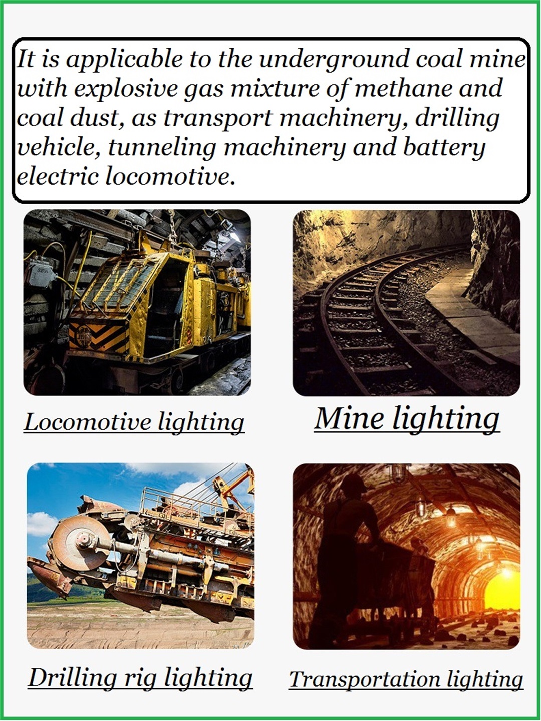 Lampu lokomotif LED tahan ledakan tambang