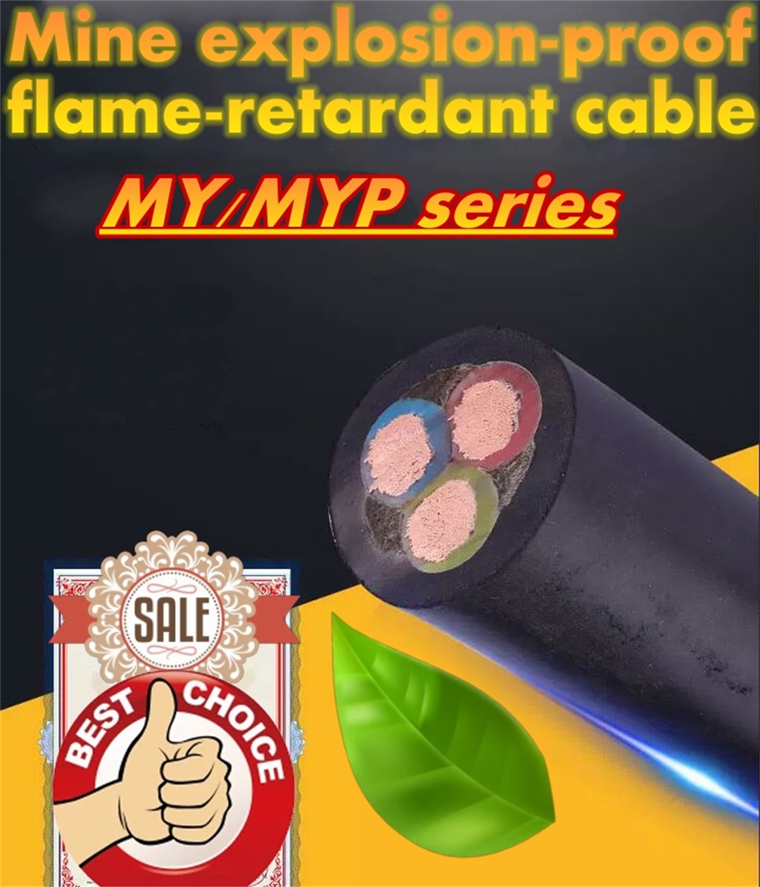 Мобилен флексибилен бакарен кабел, гумен отпорен на пламен, отпорен на експлозија за рудник за јаглен