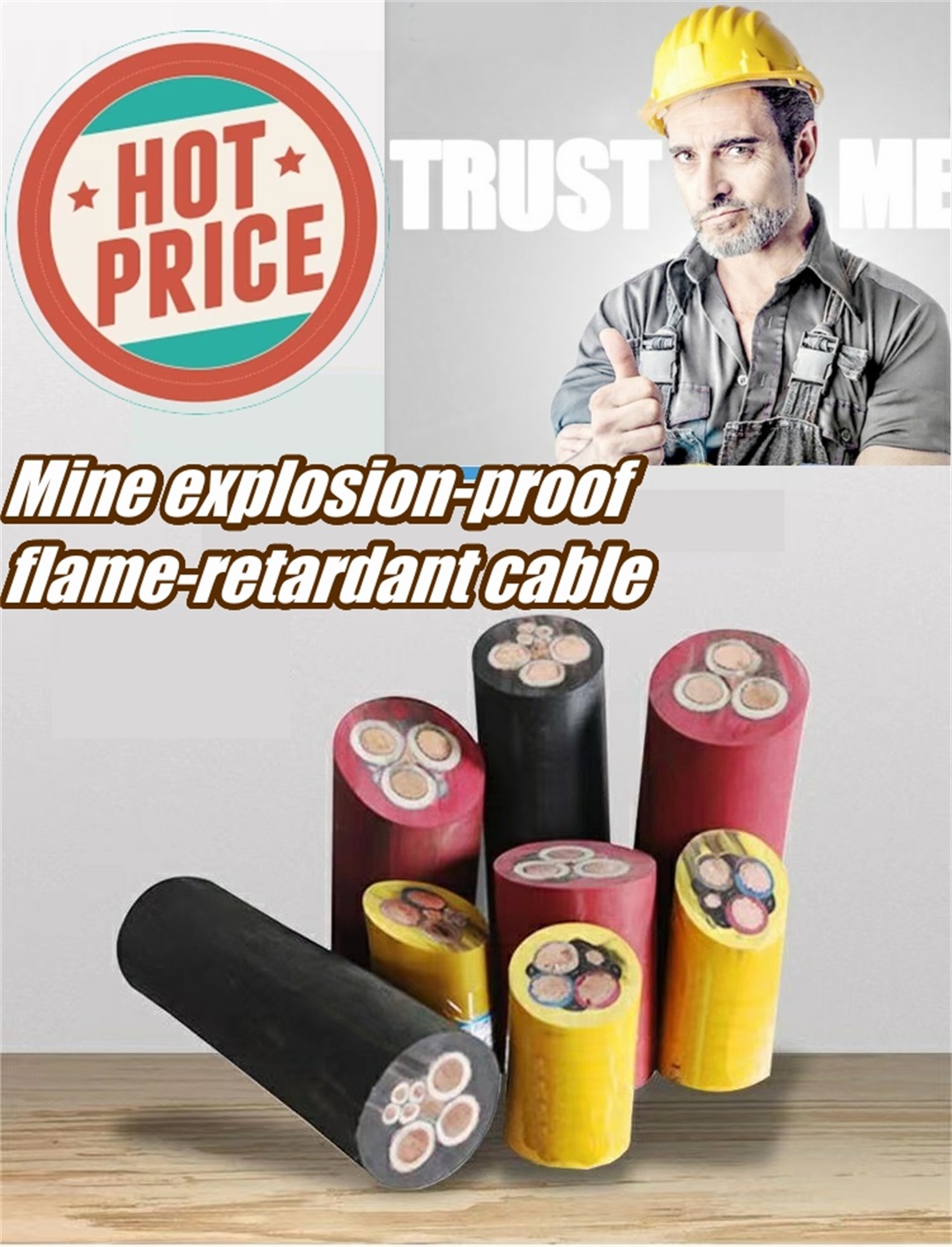 Mobile explosion-proof flame-retardant rubber sheathed flexible copper cable para sa minahan sa karbon