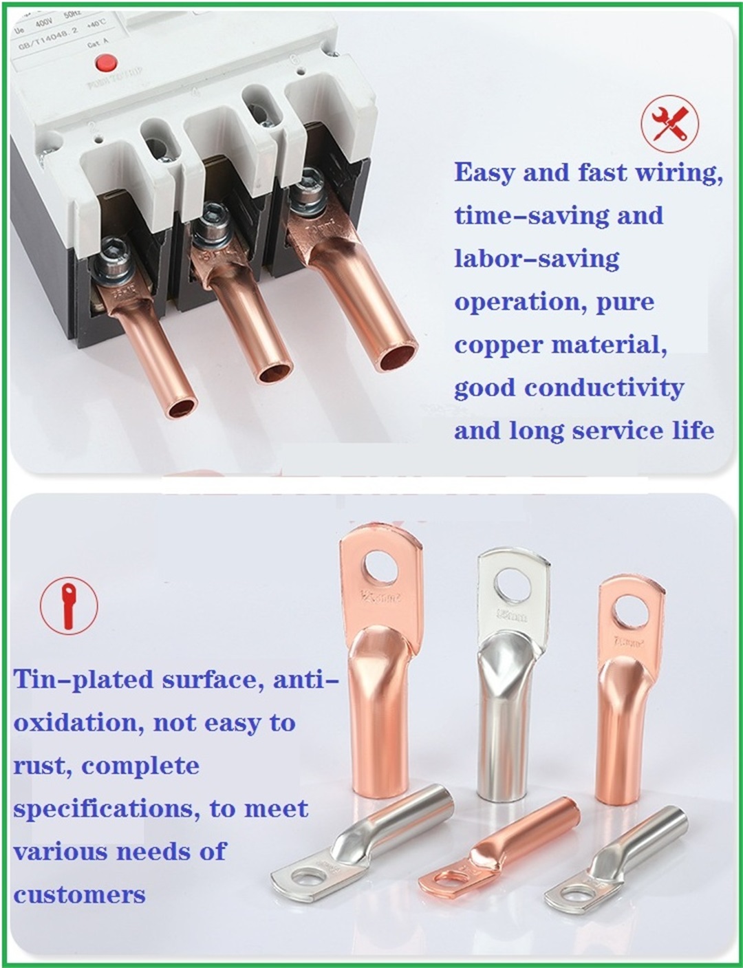 copper connecting terminal  cable lugs