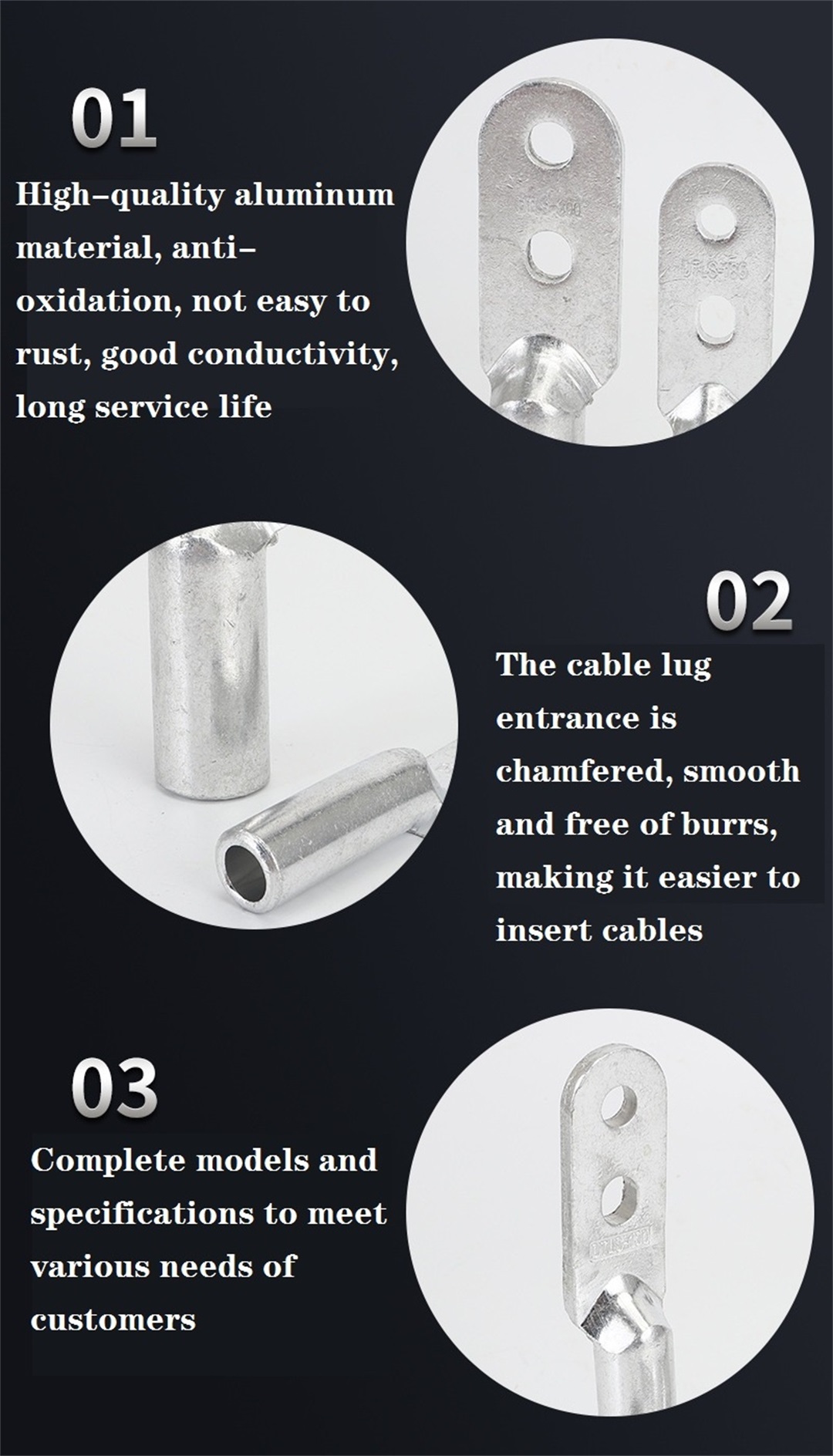 Aluminiowe końcówki kablowe przyłączeniowe
