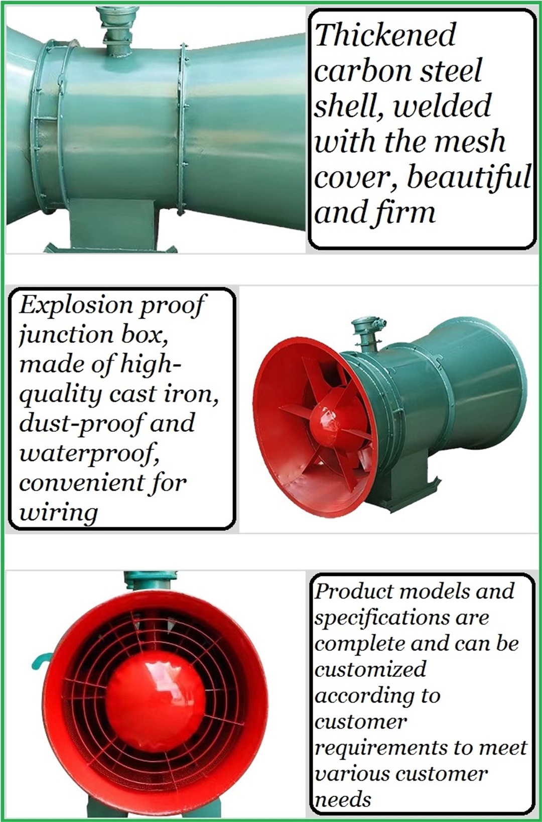 Kaevanduse ja tunneli leegikindlat tüüpi maandusväljatõmbe tüüpi ventilaatori ventilaator